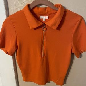 NEW Vintage Style Orange Crop Top With Zipper